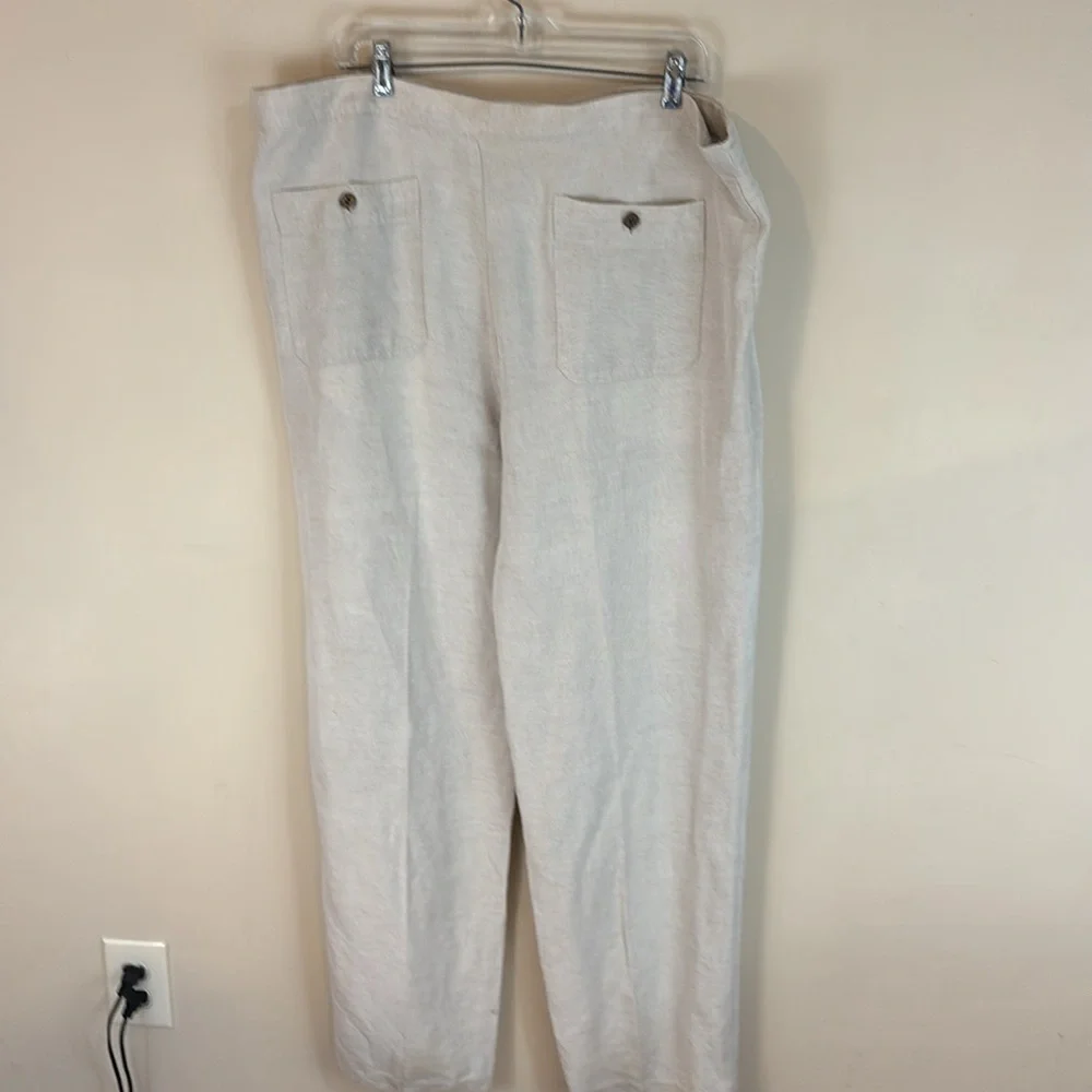 Cubavera Light Tan Linen Blend Pants Size Large (36-38)